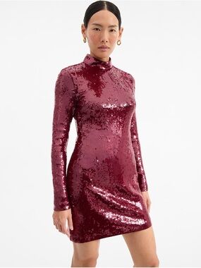 NWT Veronica Beard Sylee Sequin Longsleeve Mock Neck Mini Dress